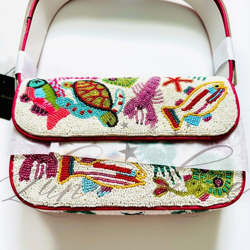 AMERICA & BEYOND Underwater Tales Beaded Shoulder / Clutch Bag NWT - Picture 6 of 11